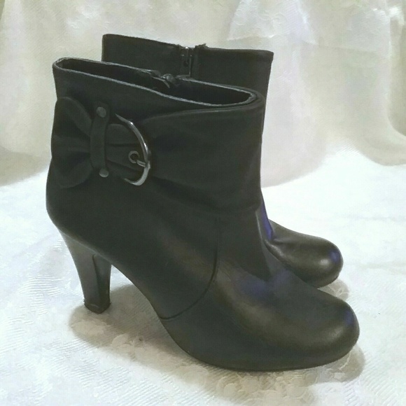 Charming Charlie Bow Trimmed Vegan Leather Boots - Picture 1 of 6
